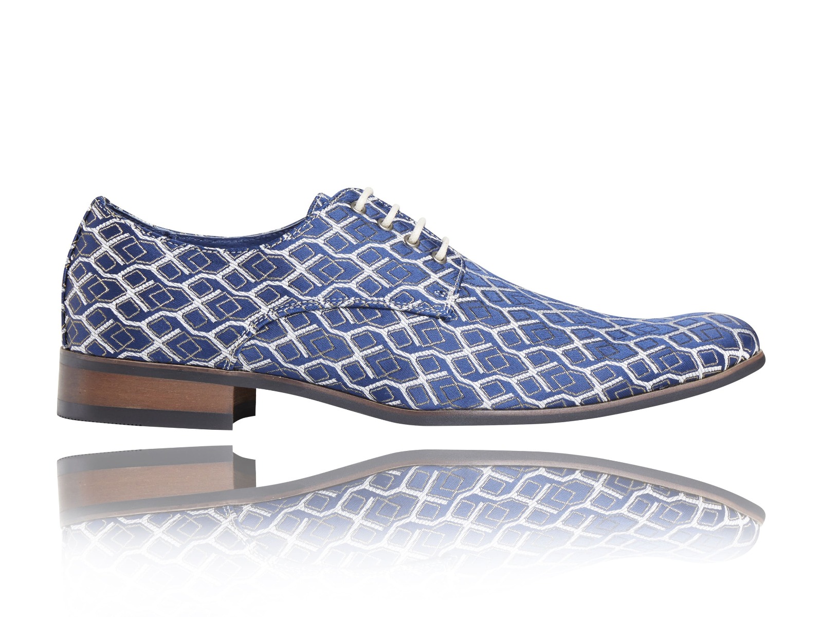 Blue Breeze - Maat 43 - Lureaux - Kleurrijke Schoenen Voor Heren - Veterschoenen Met Print