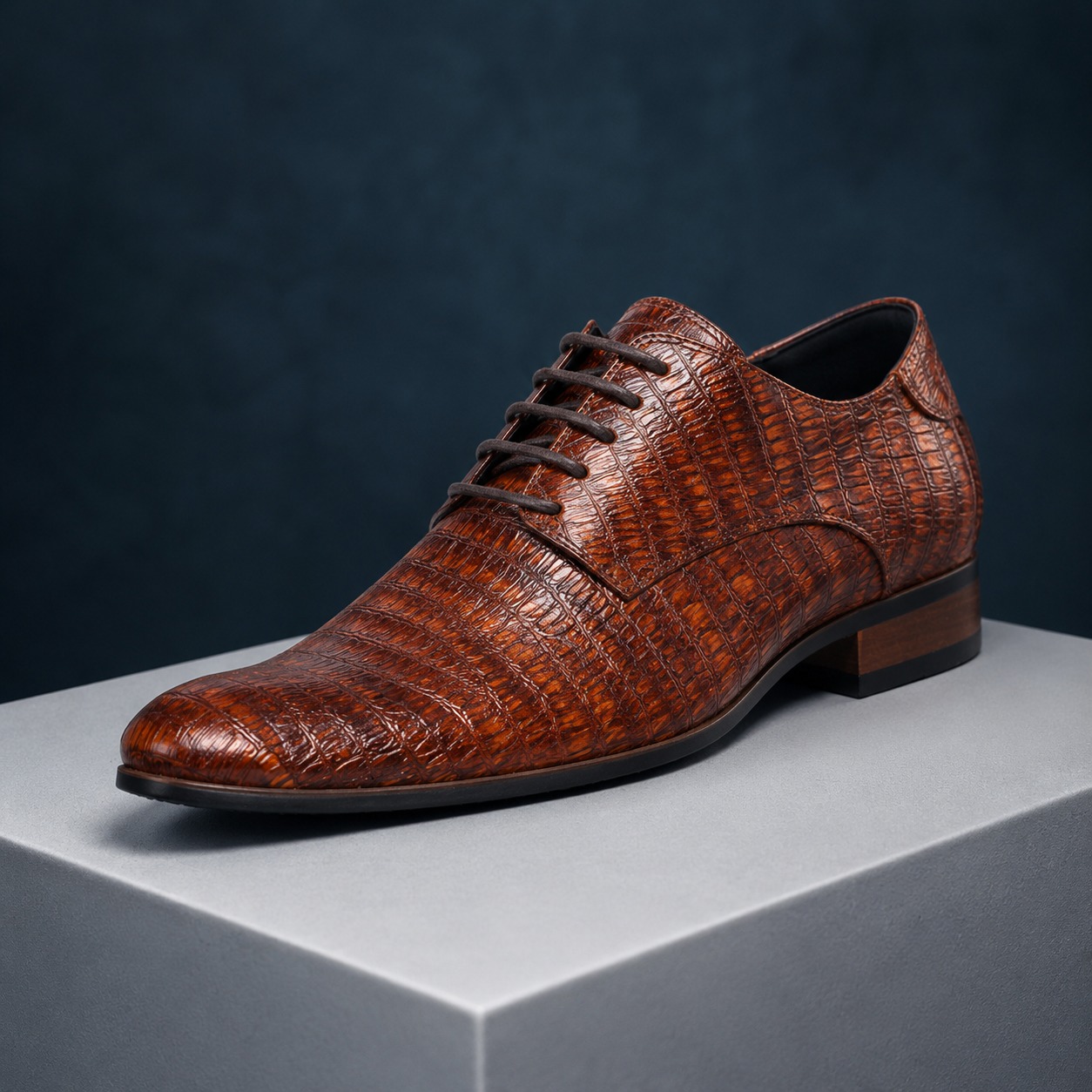 Brown Reptile Lureaux - Handgemaakte Nette Schoenen Voor Heren
