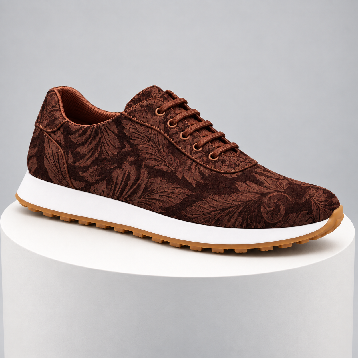 Brown Velvet Paisley Runner - PRE ORDER - Lureaux - Nette Kleurrijke Schoenen Met - Of Zonder - Print - Heren