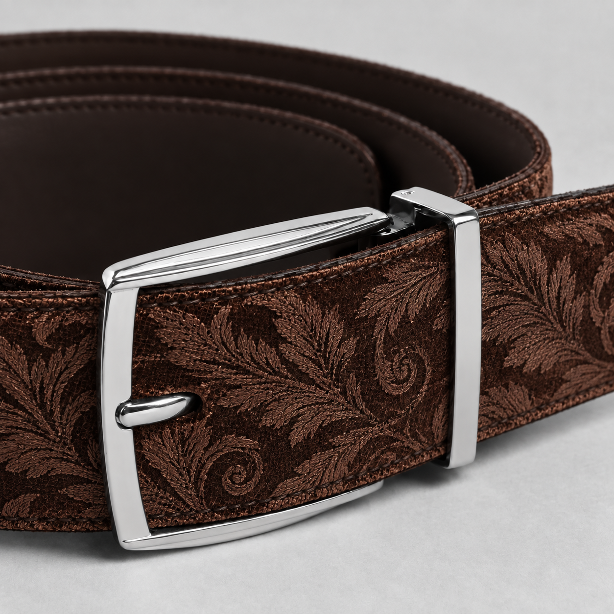 Lureaux Brown Velvet Paisley (Riem) - PRE-ORDER  - Nette Riemen Voor Heren