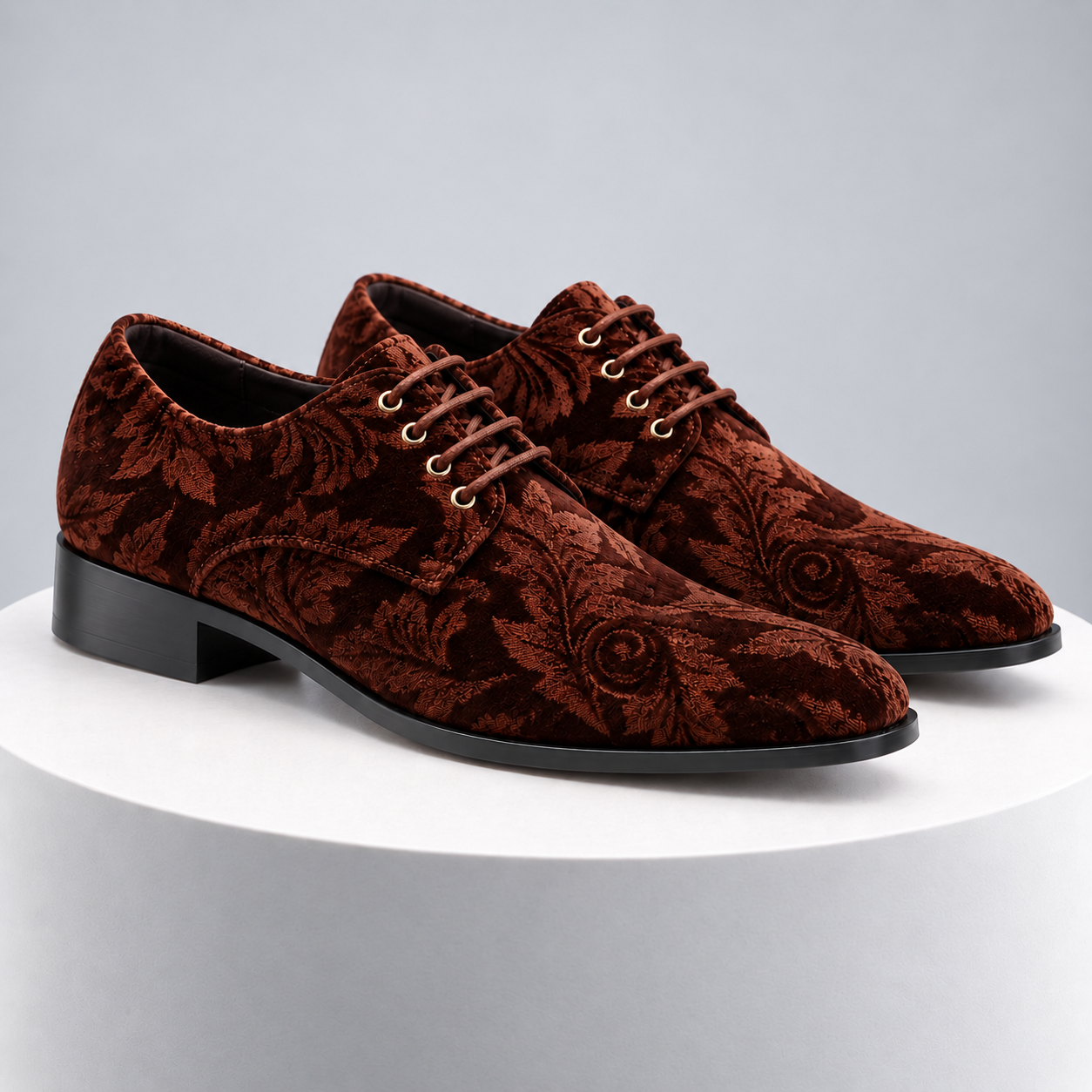Brown Velvet Paisley - PRE-ORDER - Lureaux - Nette Kleurrijke Schoenen Met - Of Zonder - Print - Heren