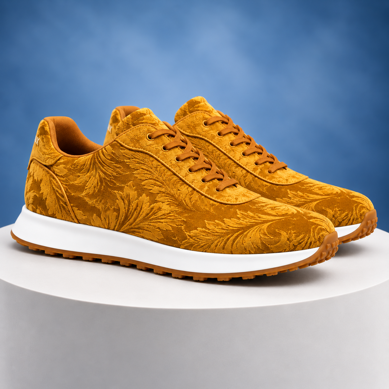 Golden Velvet Paisley Runners Lureaux - Handgemaakte Nette Schoenen Voor Heren