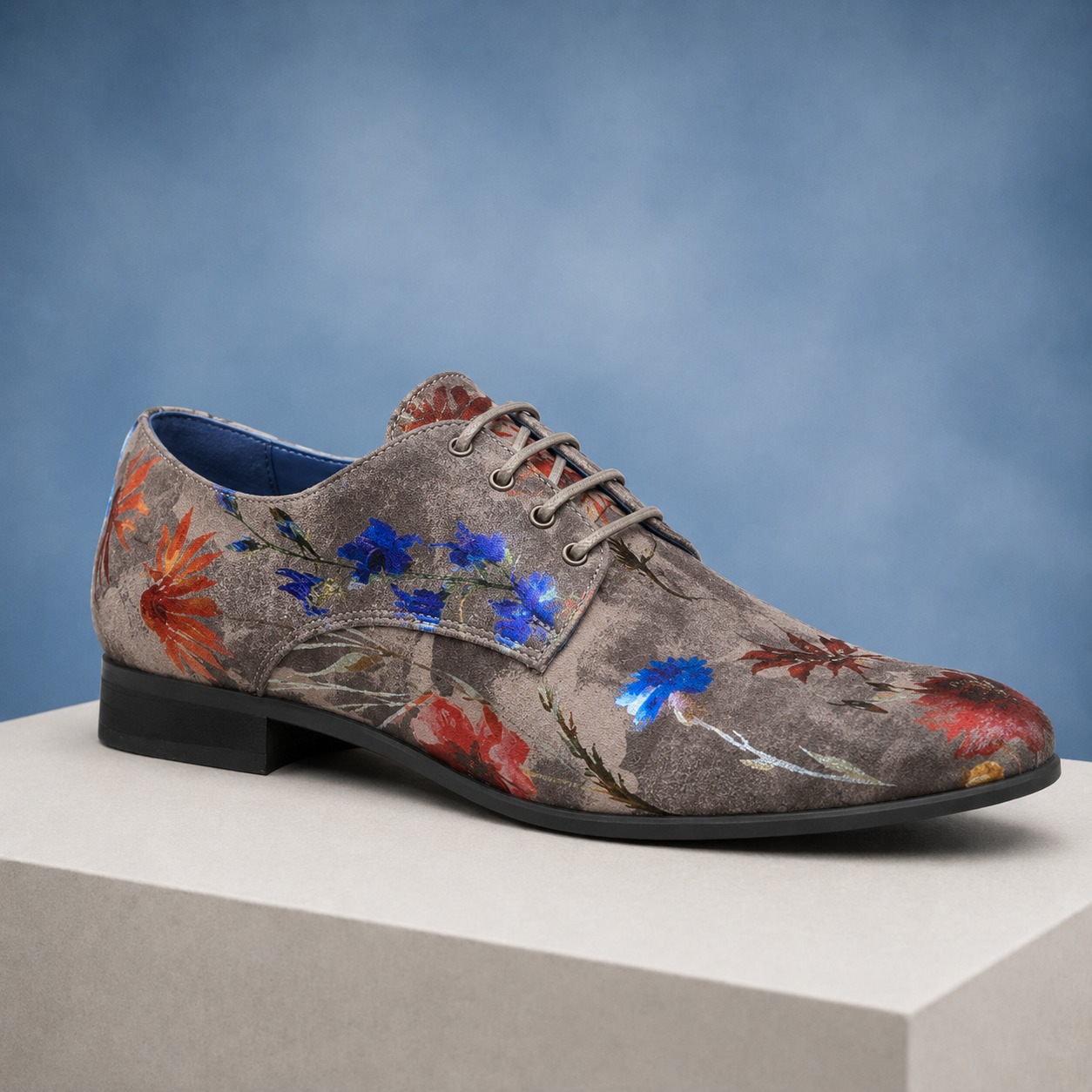 Grey Velour Flora Lureaux - Handgemaakte Nette Schoenen Voor Heren
