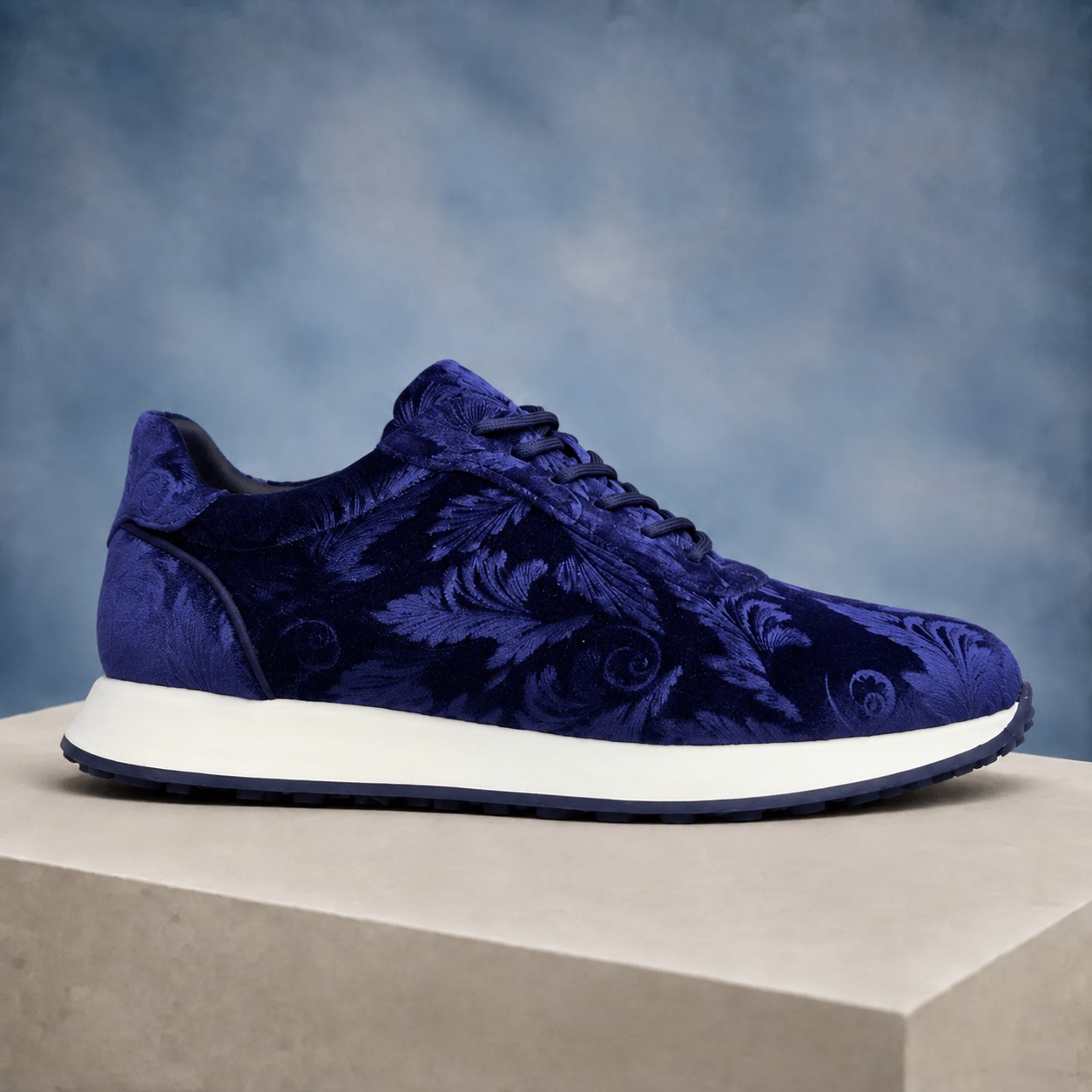 Indigo Velvet Paisley Runners Lureaux - Handgemaakte Nette Schoenen Voor Heren