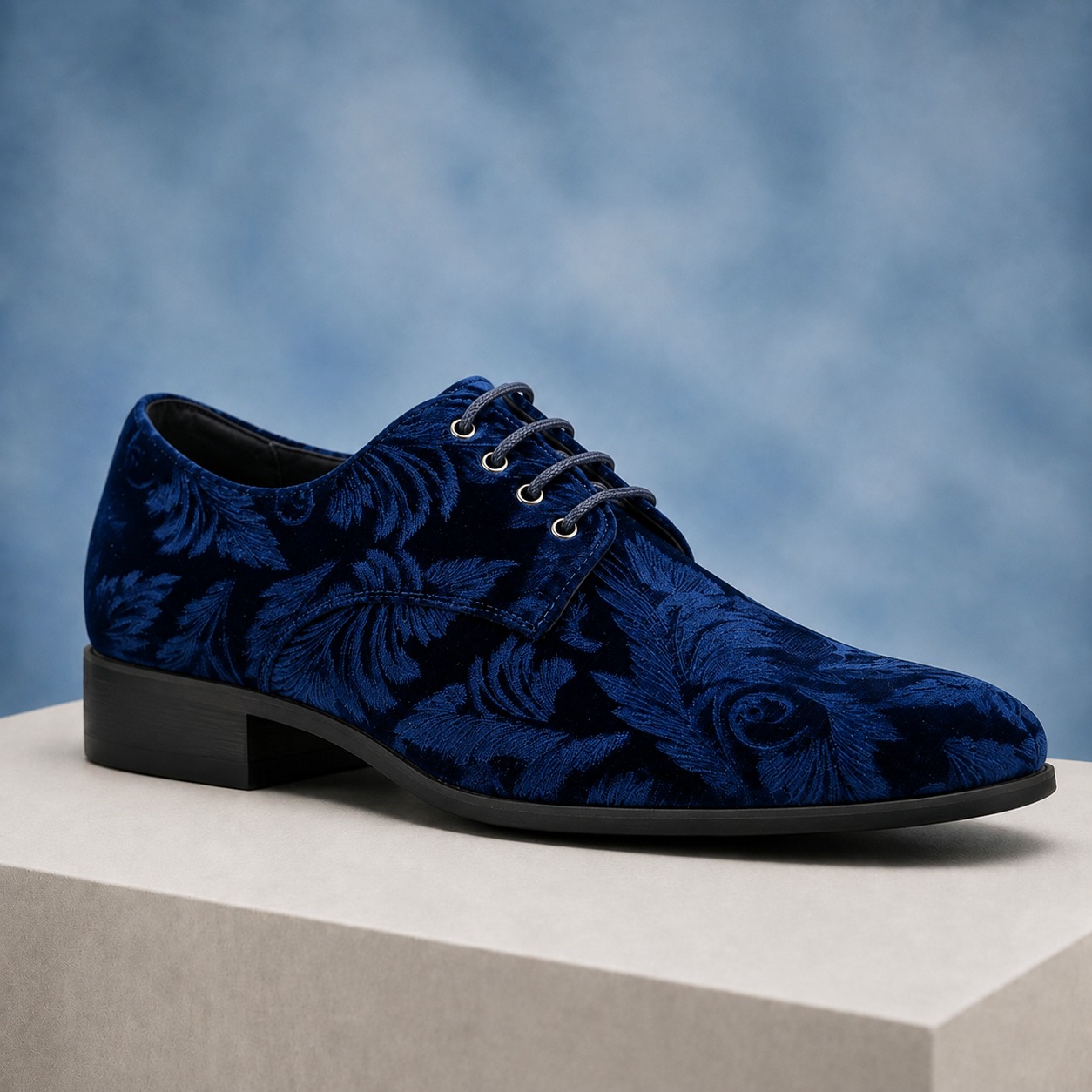 Indigo Velvet Paisley Lureaux - Handgemaakte Nette Schoenen Voor Heren