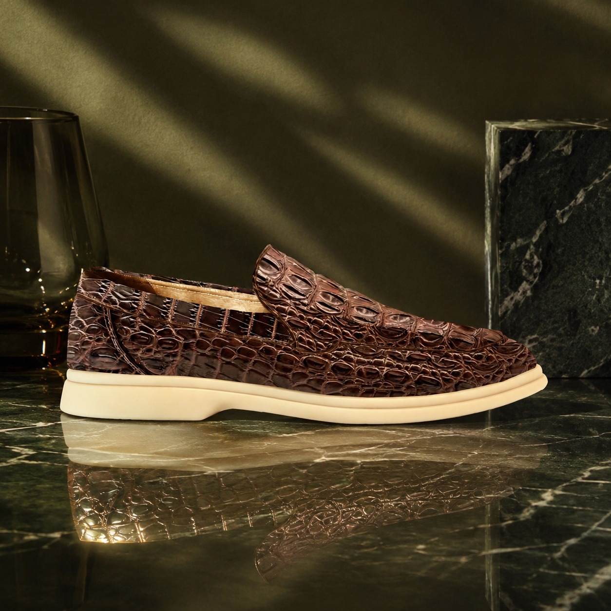 Iron Scale Brown Loafer Lureaux - Handgemaakte Nette Schoenen Voor Heren