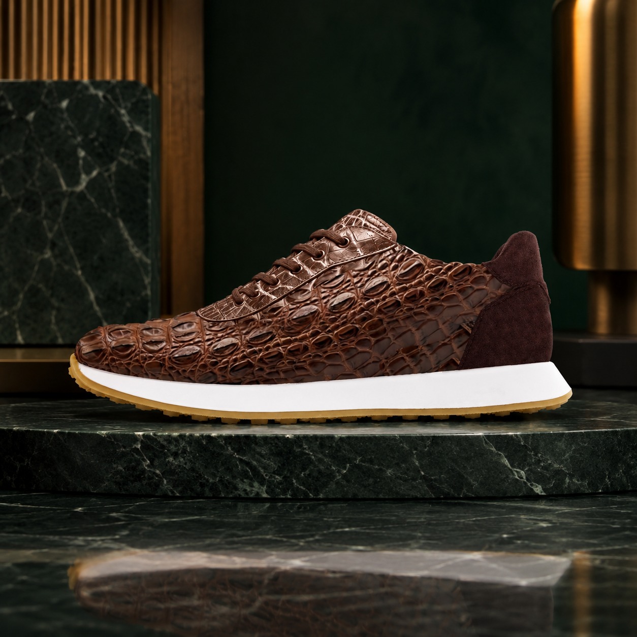 Iron Scale Brown Runners Lureaux - Handgemaakte Nette Schoenen Voor Heren