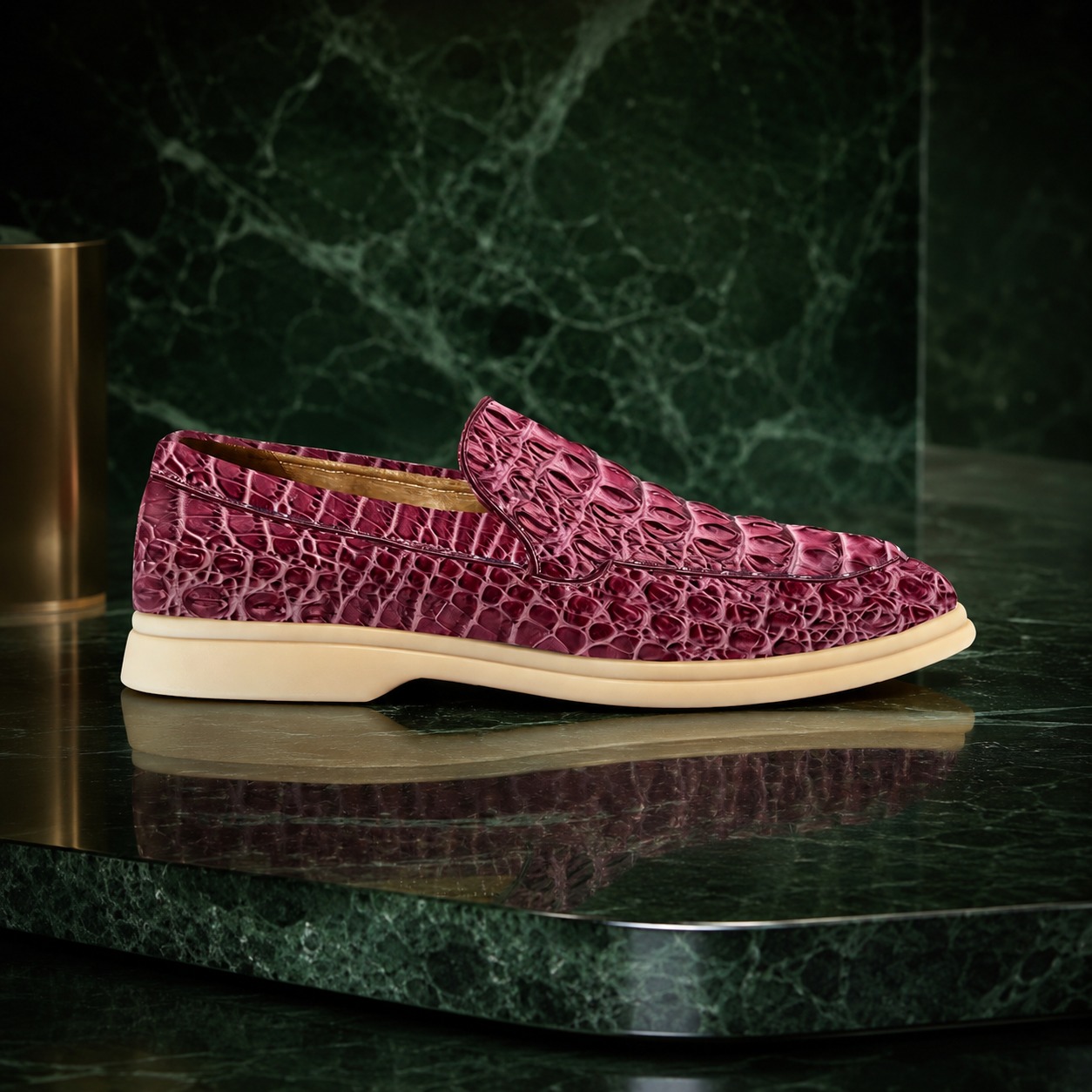 Iron Scale Pink Loafer Lureaux - Handgemaakte Nette Schoenen Voor Heren