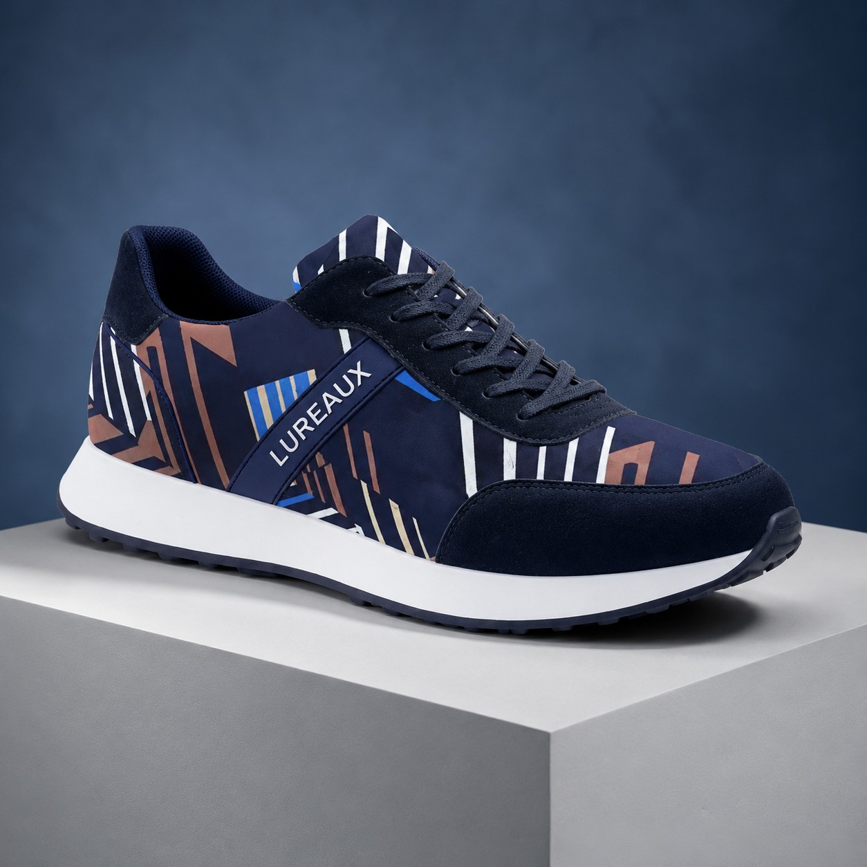 Marine Mosaic Runner Lureaux - Handgemaakte Nette Schoenen Voor Heren
