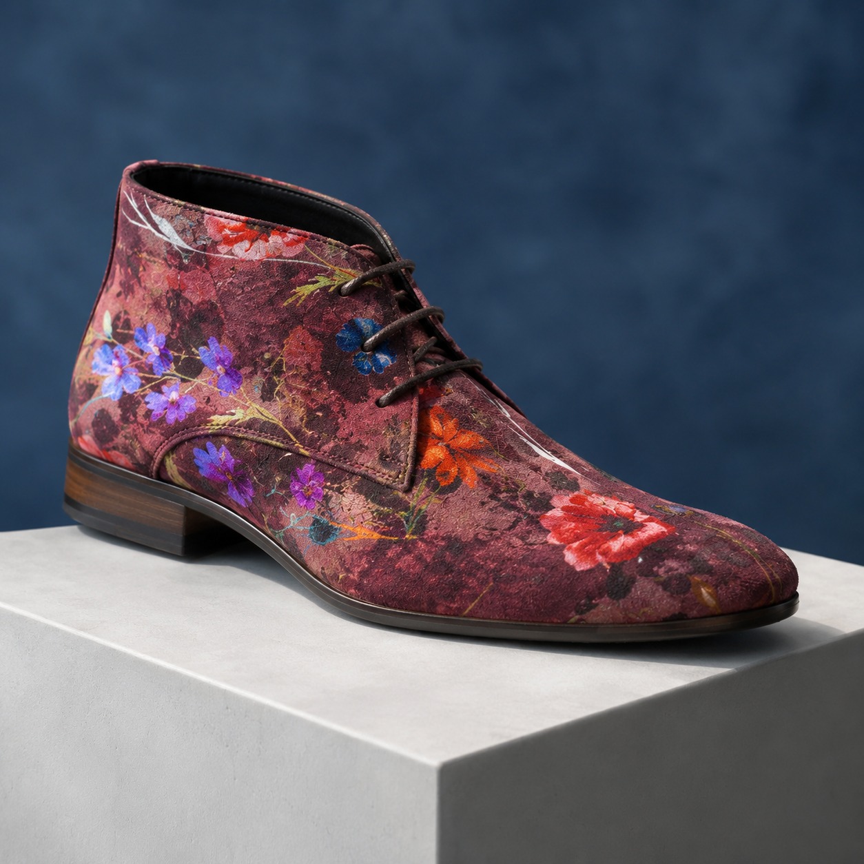 Rosso Velour Flora High Lureaux - Handgemaakte Nette Schoenen Voor Heren
