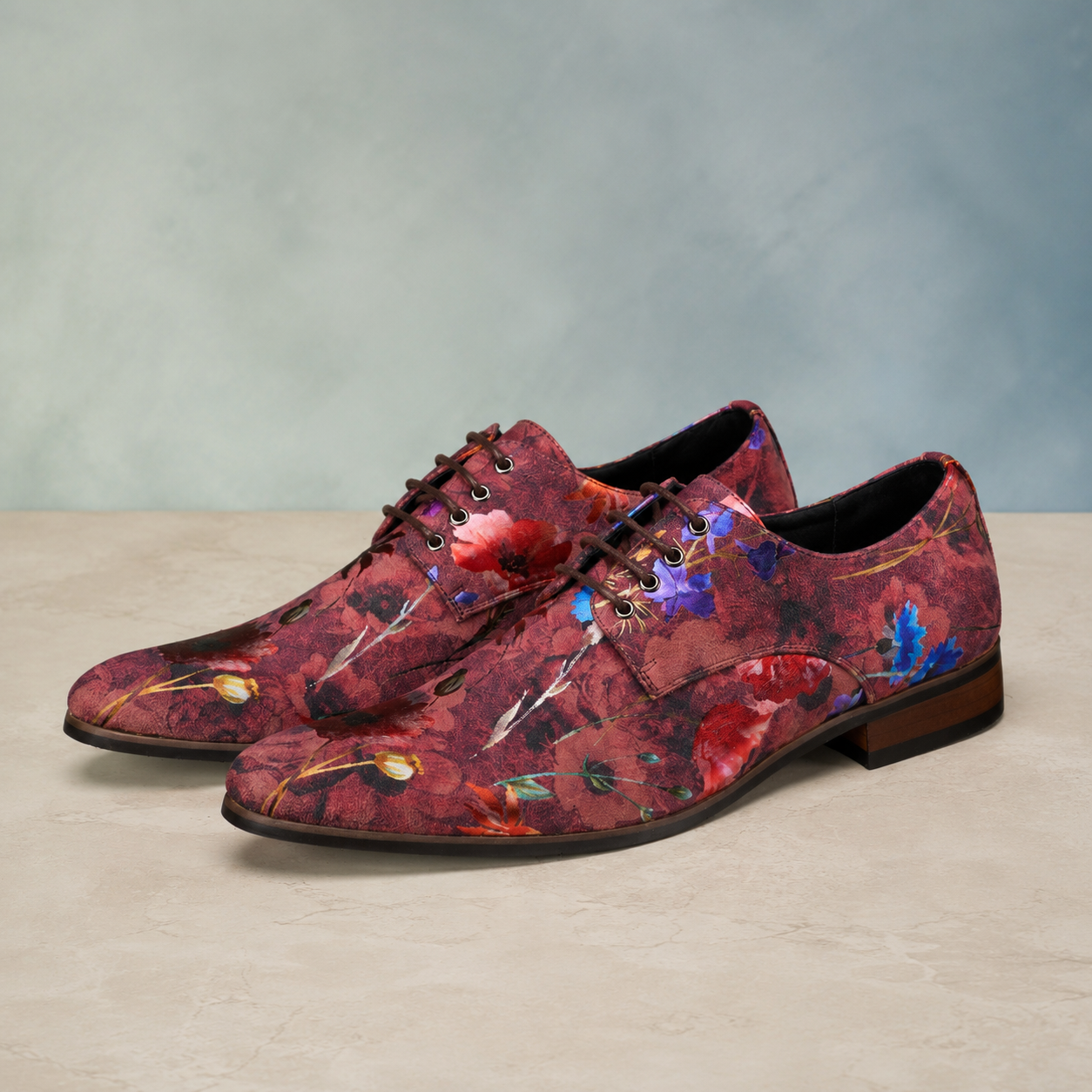 Rosso Velour Flora Lureaux - Handgemaakte Nette Schoenen Voor Heren