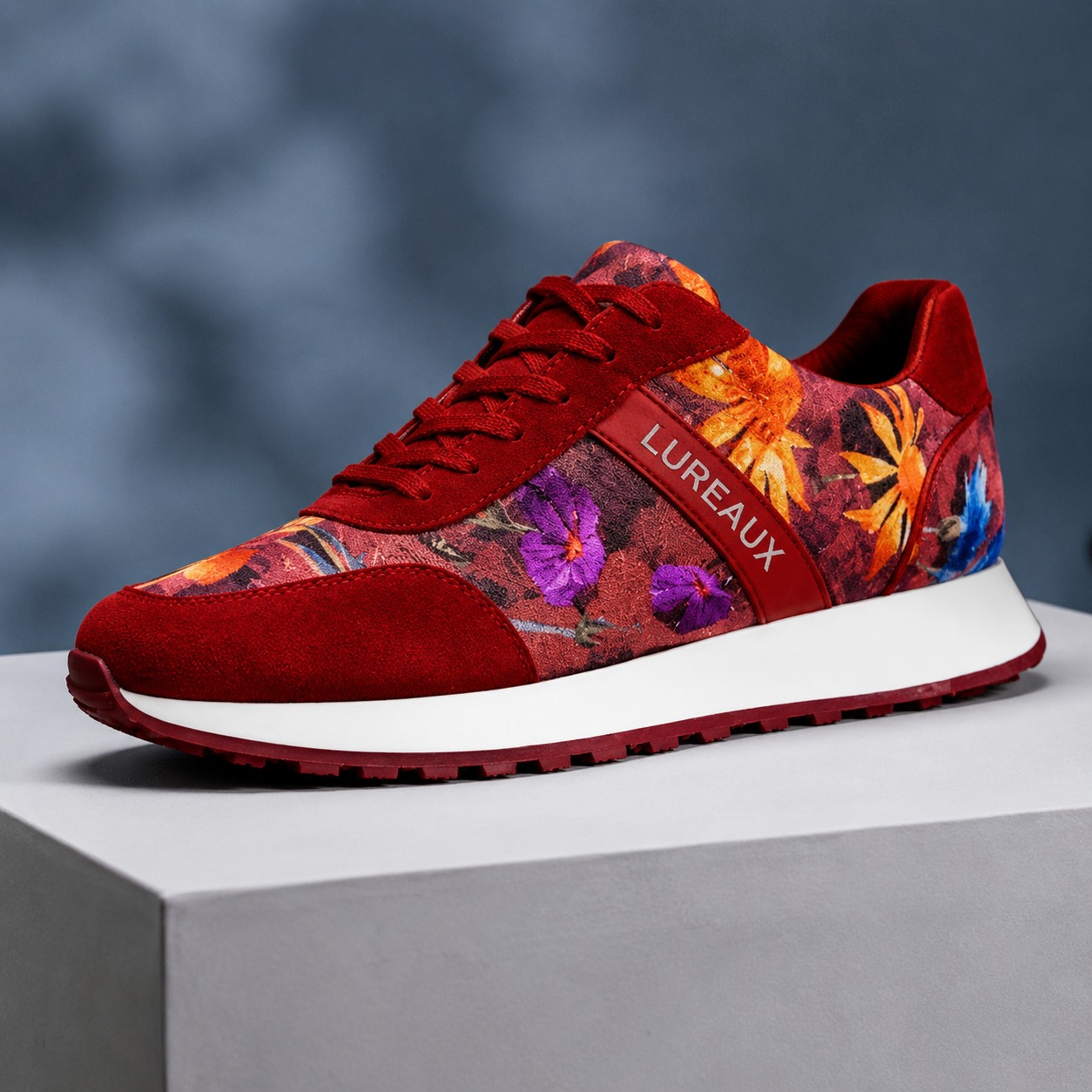 Rosso Velour Flora Runner Lureaux - Handgemaakte Nette Schoenen Voor Heren