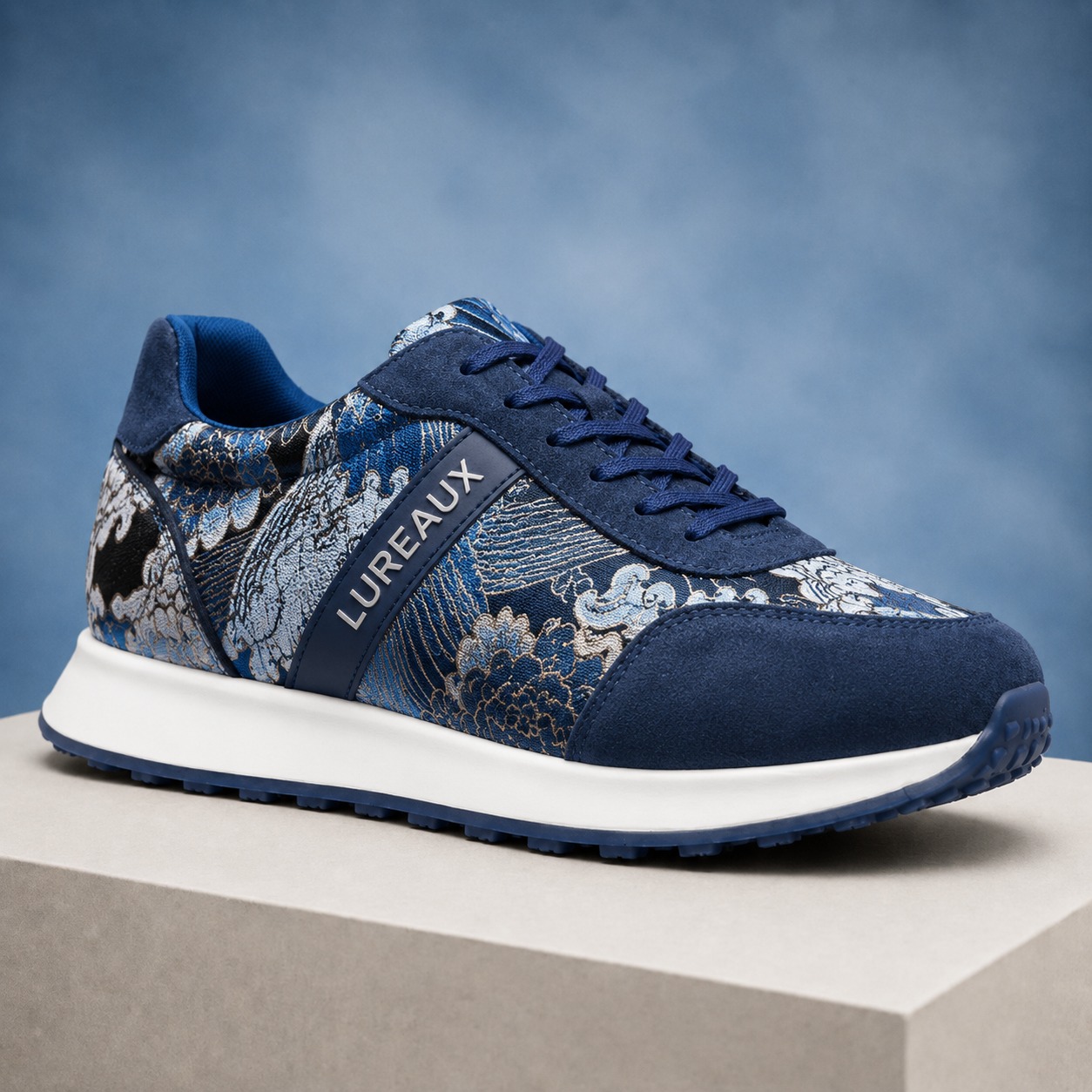 Silent Blue Tsunami Runners Lureaux - Handgemaakte Nette Schoenen Voor Heren
