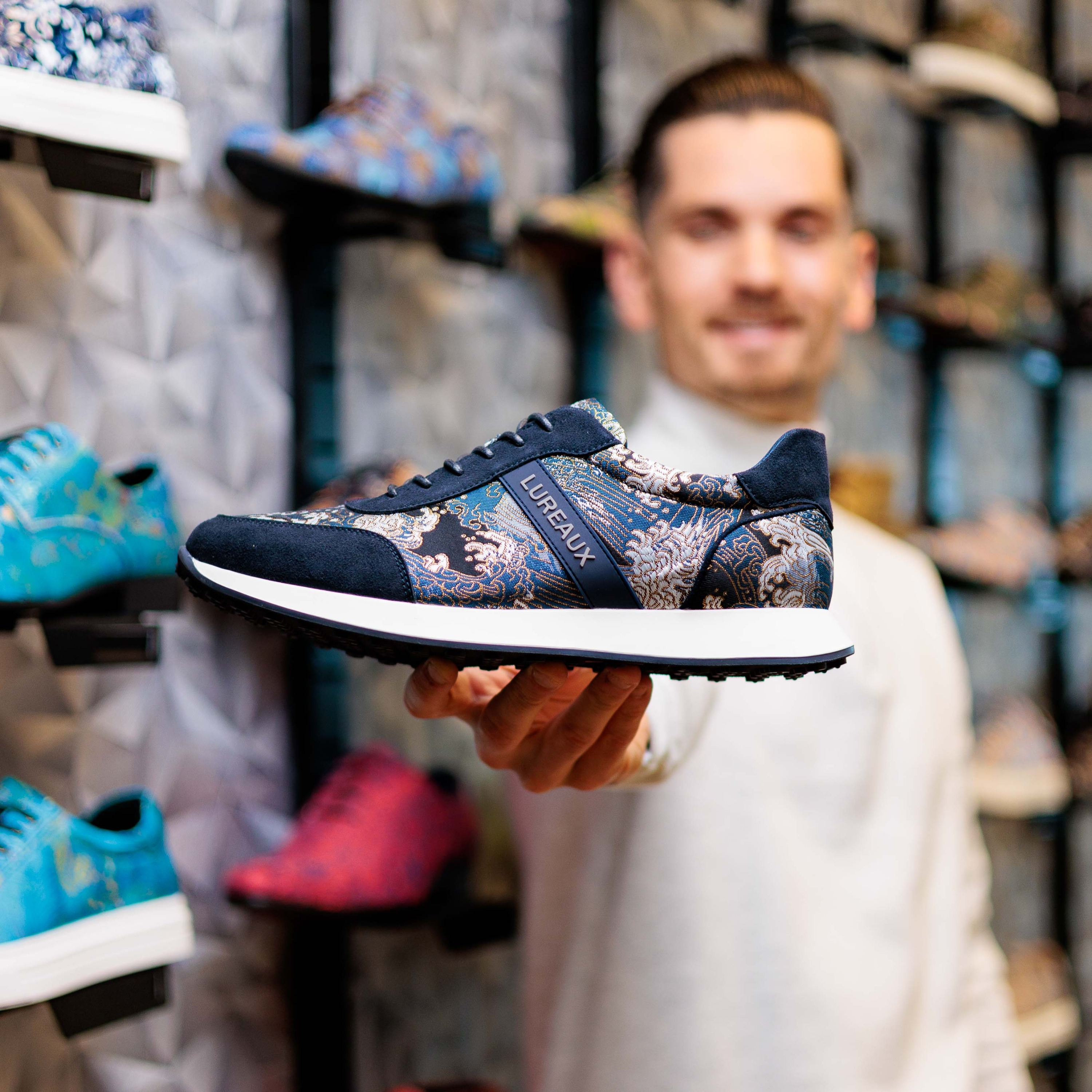 Silent Blue Tsunami Runners - Lureaux - Schöne Bunte Schuhe - Einzigartiger Druck - Herren